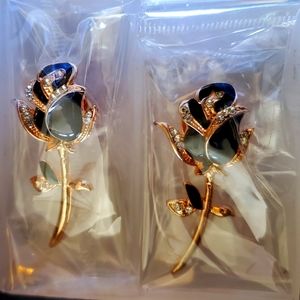 Black Rose Brooch Pins